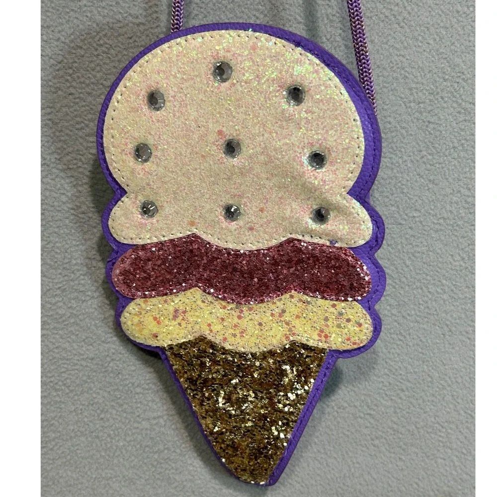 JoJo Siwa Robe and Purse Set Girls 6/6X Purple Unicorn Glitter Ice Cream Cone